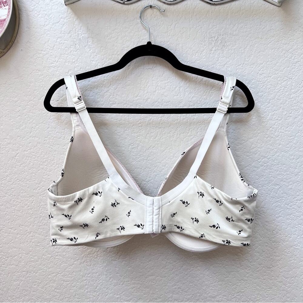 Cacique Bra Women's 42DDD Cream Black Floral Lightly Lined Full Coverage 4 Hook - Picture 2 of 13